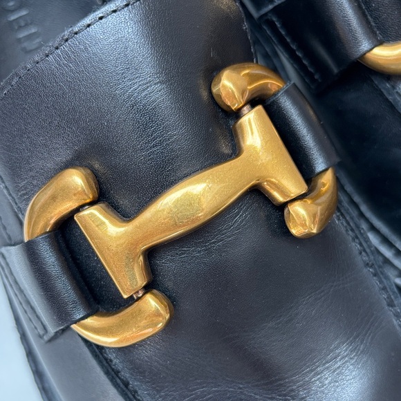 ❤️BODEN - Black Leather Loafers with Gold Accent - Picture 9 of 11